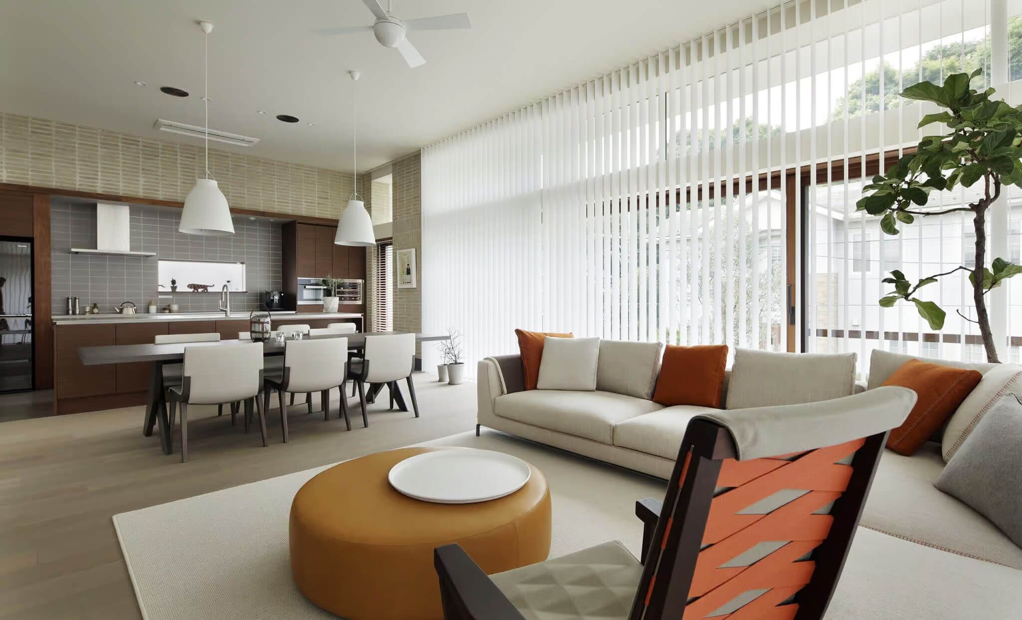 住宅カーテン納品事例『鎌倉テラスの家』バーチカルブラインド ロールスクリーン